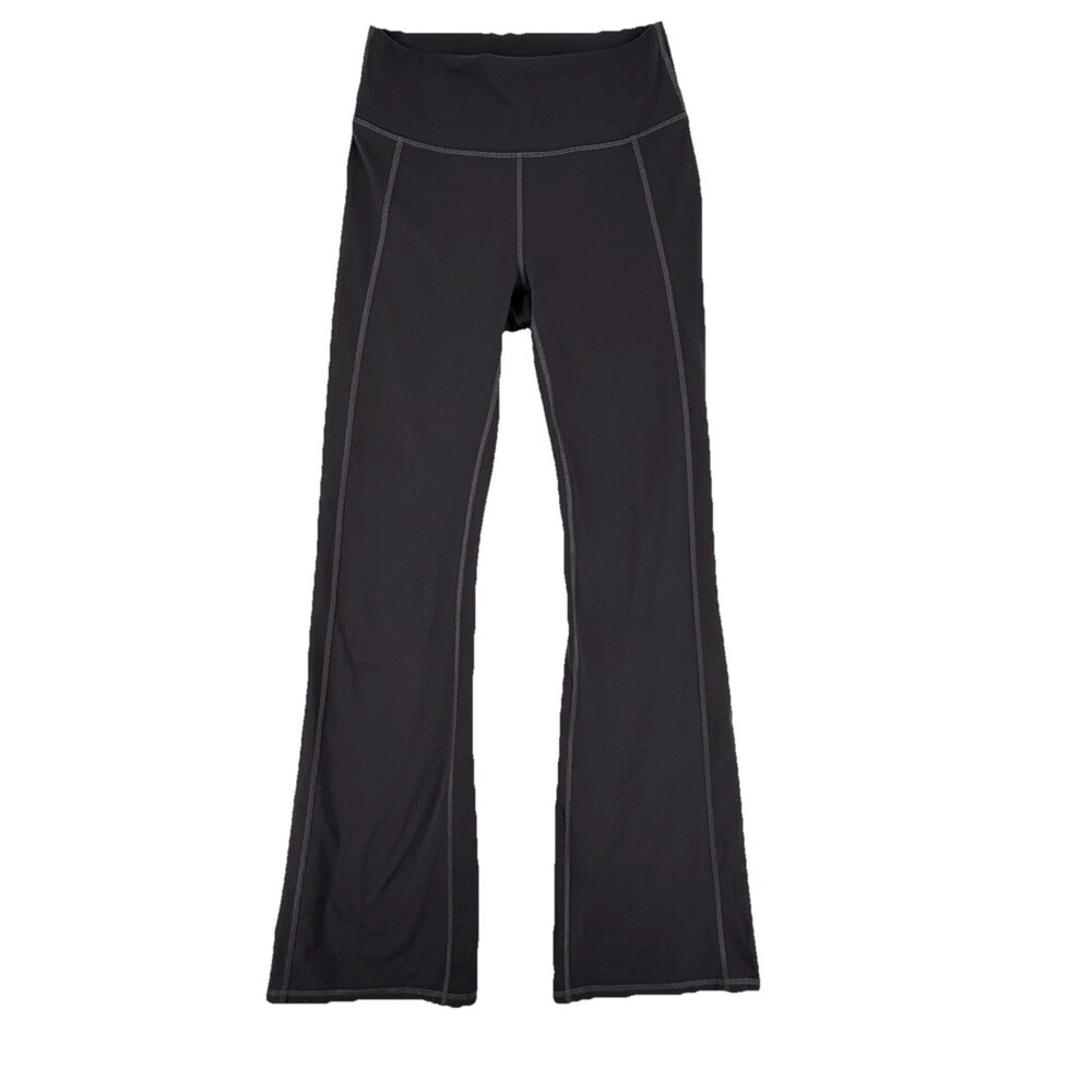 Fabletics Womens High Rise Flare Yoga Pants Charcoal‎ Gray Contrast Stitch Small